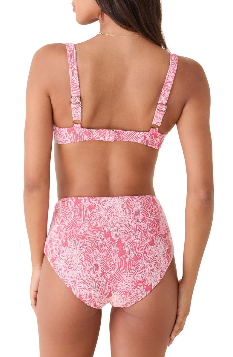 Andie The High Waist Floral Jacquard Bikini Bottoms, Alternate, color, Peachy