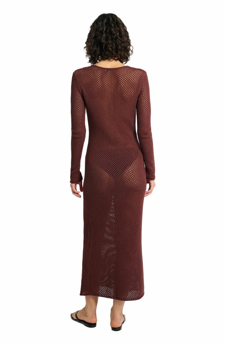 Onia Crochet Knit Cutout Maxi Dress, Alternate, color, Rum