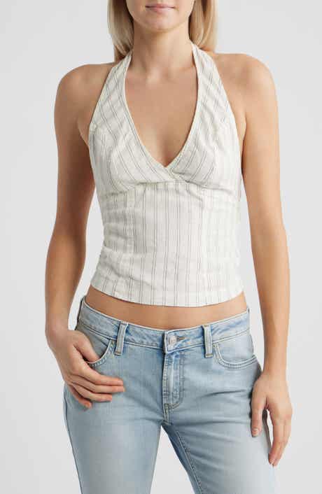 Quinn Stripe Linen Halter Top