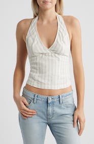 BDG Urban Outfitters Quinn Stripe Linen Halter Top