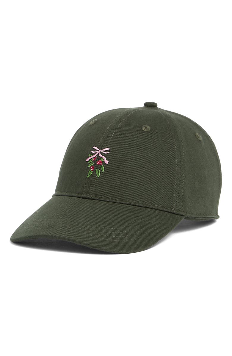 FRASIER STERLING Mistletoe Embroidered Baseball Cap, Main, color, Green