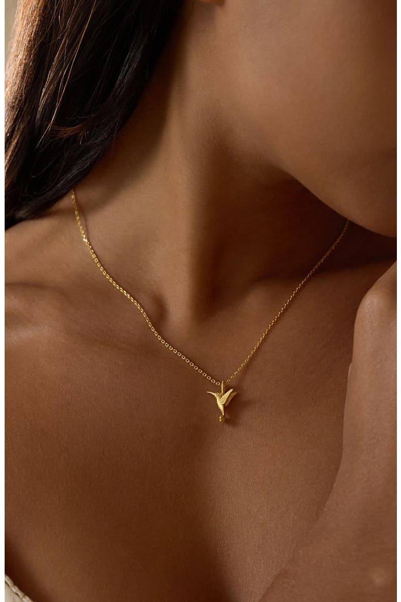 Loving Devotion Hummingbird Necklace, Alternate, color, Gold