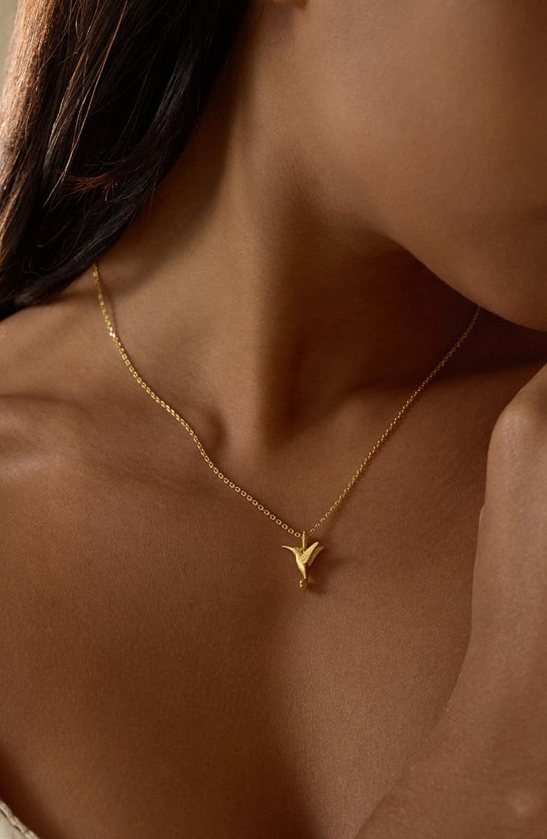 Satya Jewelry Loving Devotion Hummingbird Necklace, Alternate, color, Gold