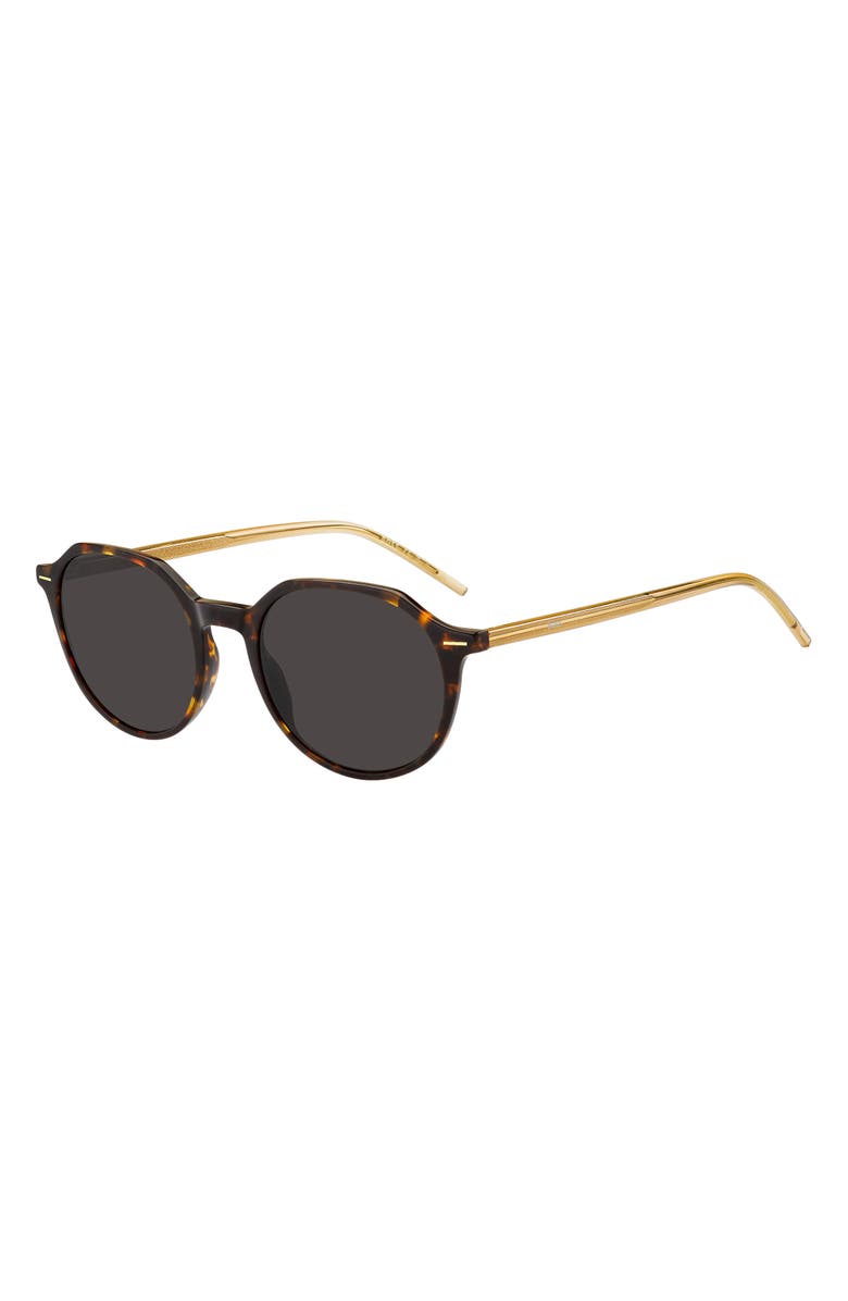 BOSS 51mm Round Geometric Sunglasses, Alternate, color, Havana
