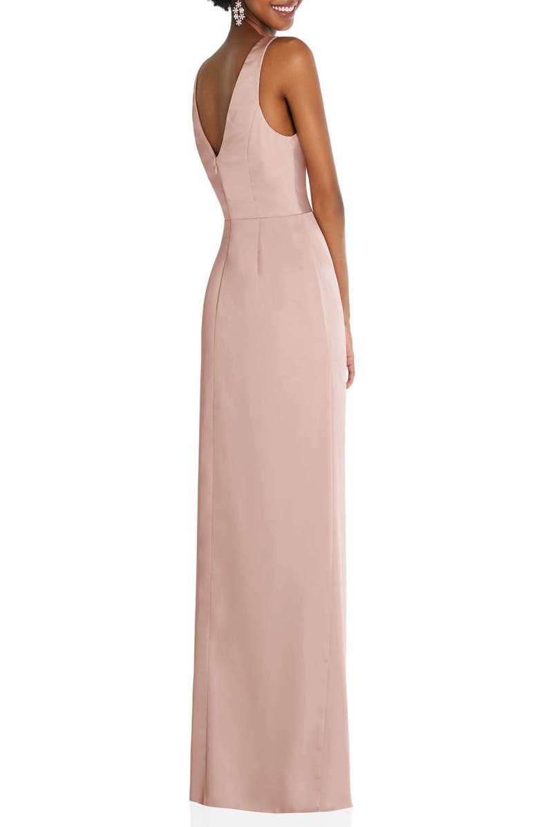 After Six Sleeveless Satin Faux Wrap Gown, Alternate, color, 