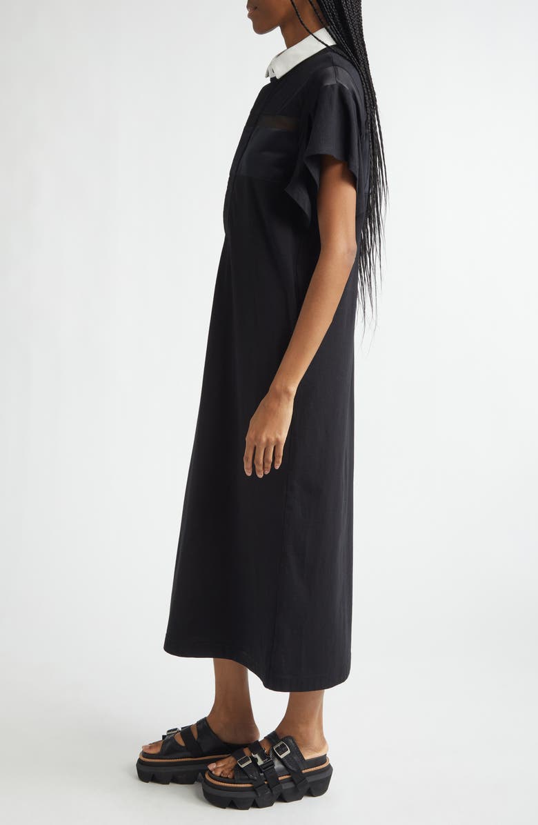 Sacai Cotton Jersey Dress, Alternate, color, Black