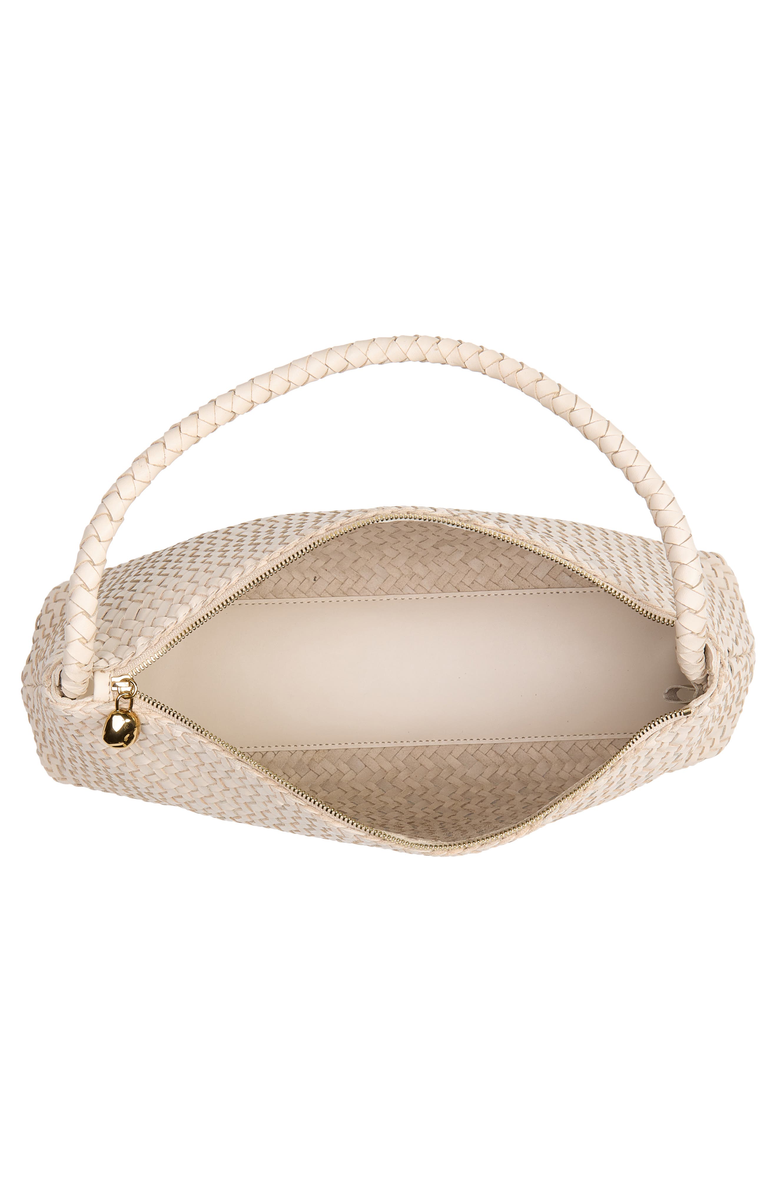 The Signature Woven Collection Leather Shoulder Bag, Alternate, color, VINTAGE MUSLIN