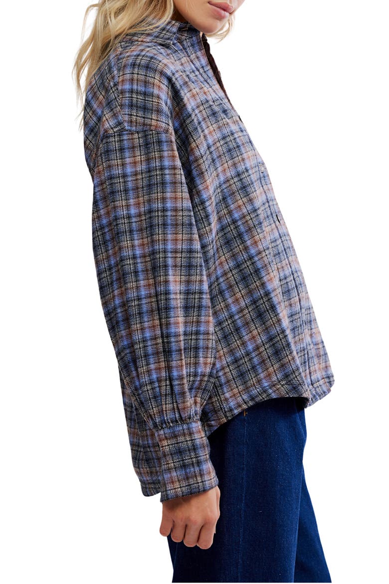 Ashley Oversize Plaid Cotton Button-Up Shirt, Alternate, color, BLUE COMBO - KRISTA