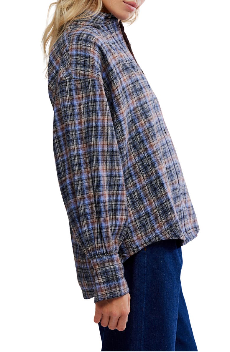 Free People Ashley Oversize Plaid Cotton Button-Up Shirt, Alternate, color, Blue Combo - Krista