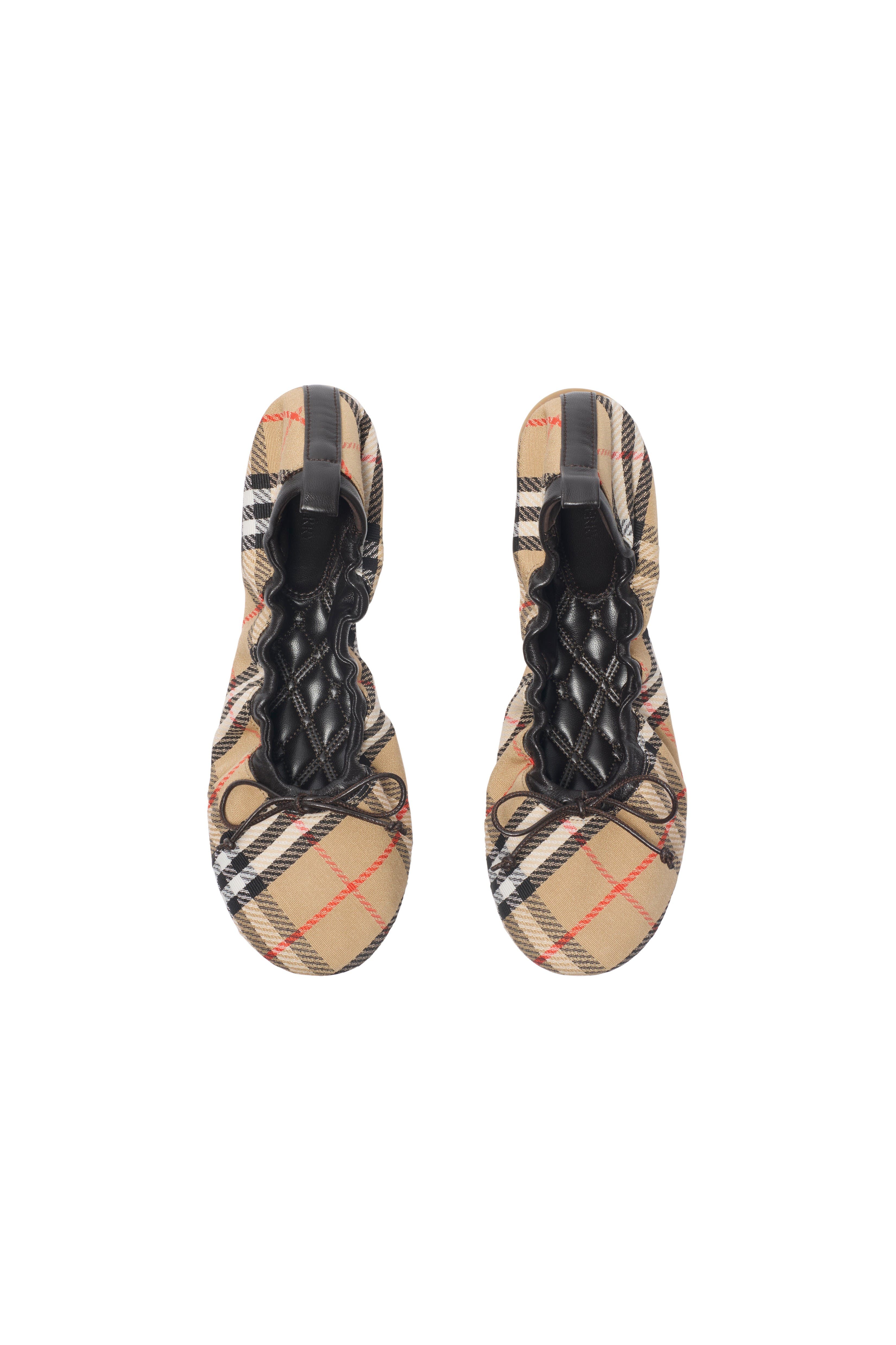 Burberry Check Fawn Ballerinas, Alternate, color, Sand Beige