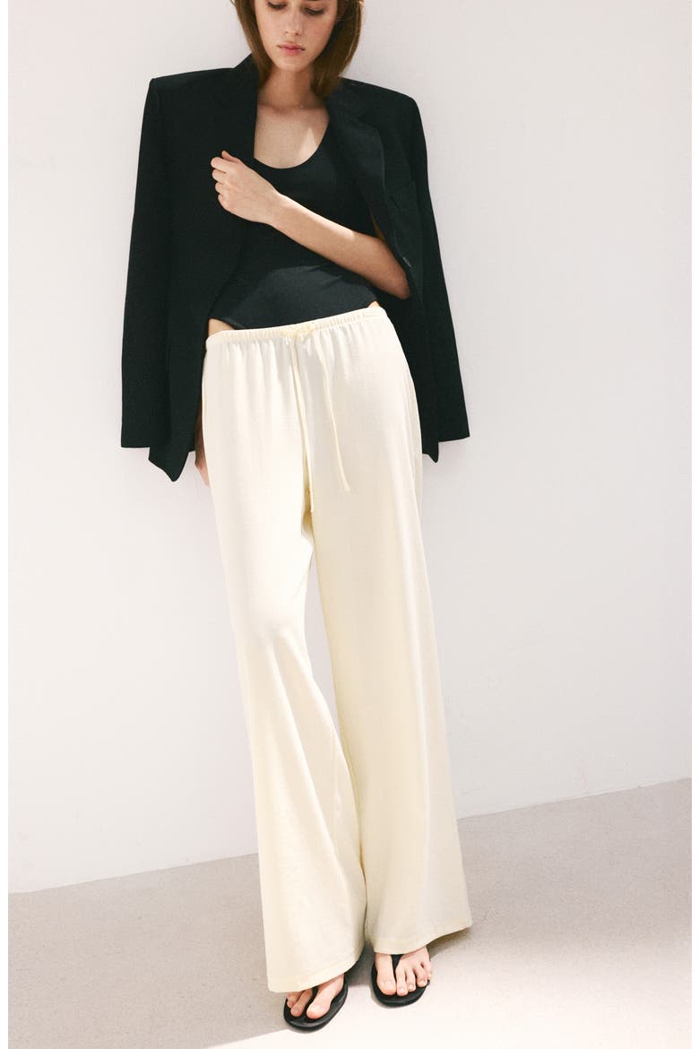 Drawstring Mid Rise Straight Leg Pants, Alternate, color, ECRU