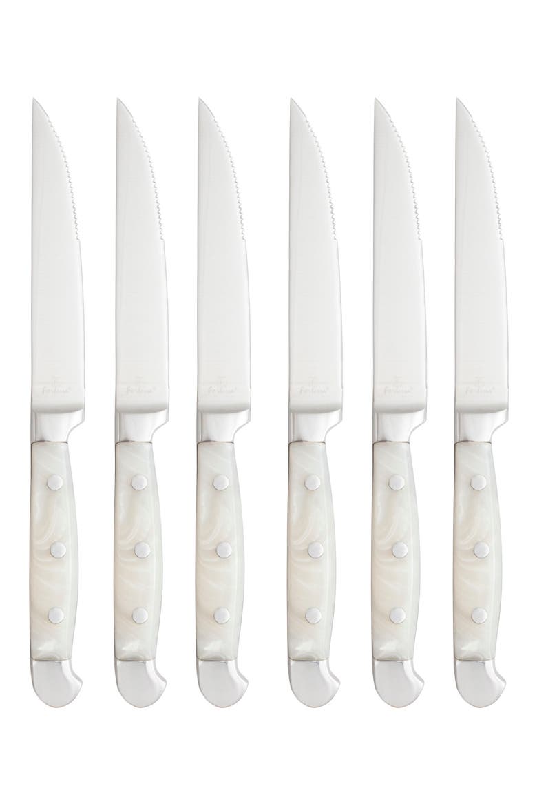 Pearl Grey Acrylic Handle 6-Piece Steak Knife Set, Main, color, GREY