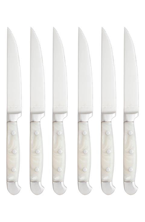 Pearl Grey Acrylic Handle 6-Piece Steak Knife Set
