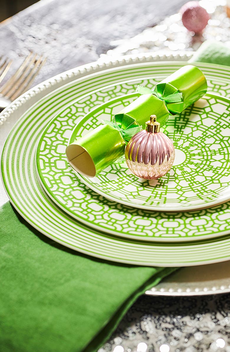 Caskata Newport Verde Stripe Dinner Plate - Porcelain - Set 4, Alternate, color, Green