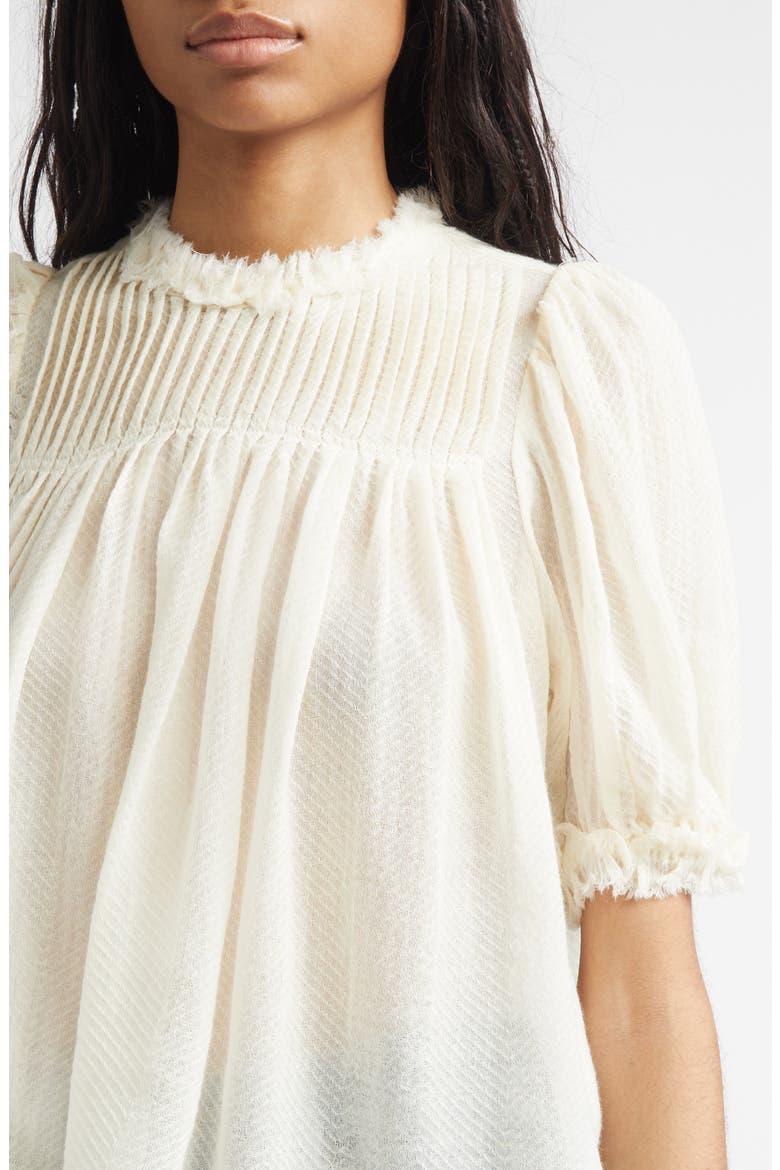 Karlyn Pintuck Wool Trapeze Top, Alternate, color, COWRIE