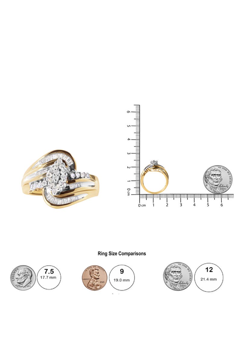 10K Yellow Gold 1/2 Cttw Diamond Cluster and Swirl Ring, Alternate, color, Yellow