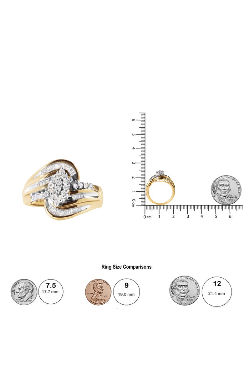 Haus of Brilliance 10K Yellow Gold 1/2 Cttw Diamond Cluster and Swirl Ring, Alternate, color, Yellow