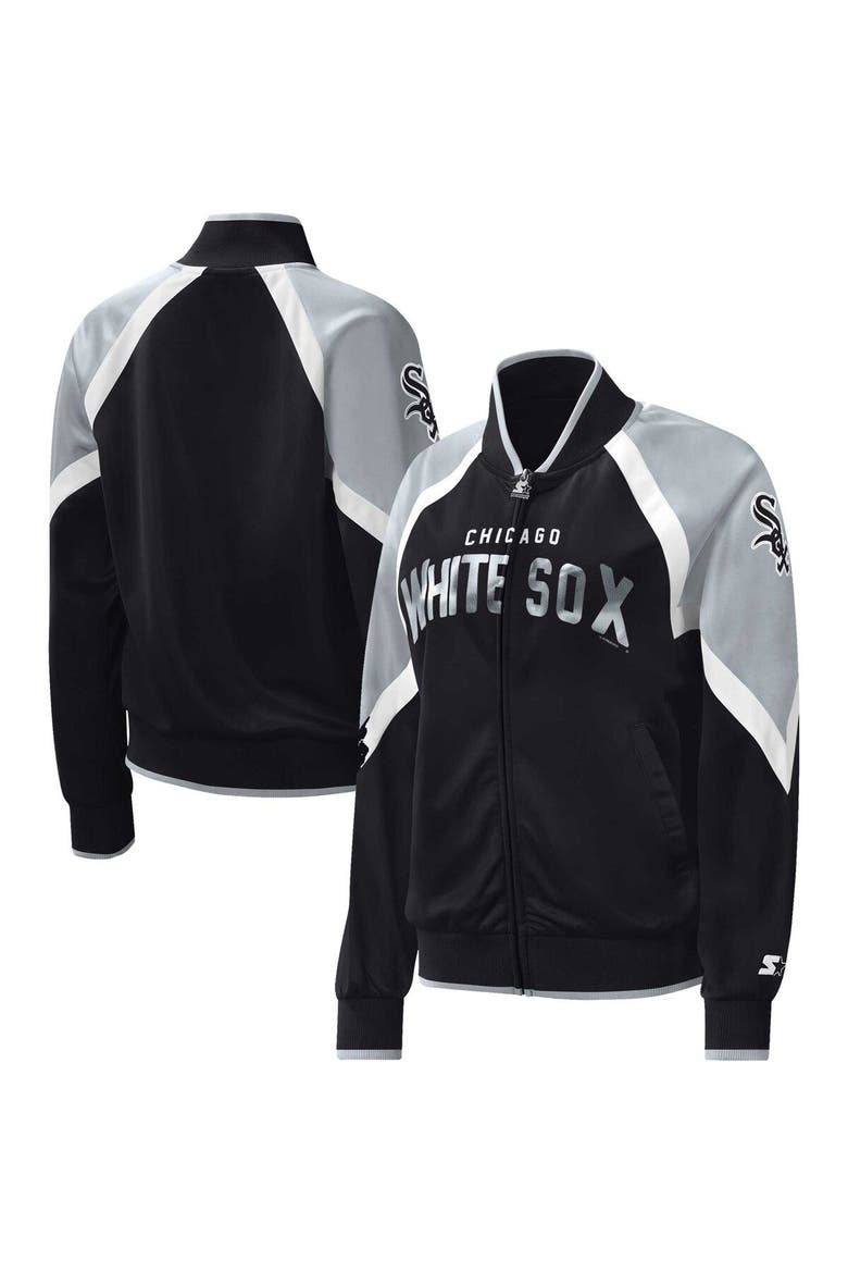 Women's Starter Black Chicago White Sox Touchdown Raglan Full-Zip Track Jacket, Alternate, color, Black
