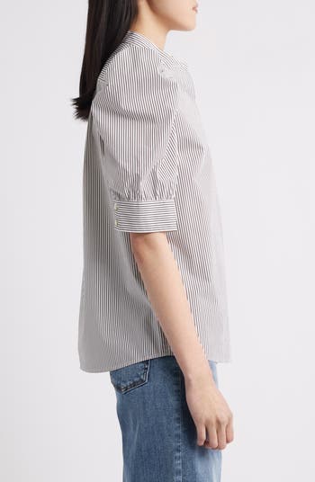 The Shirred Puff Sleeve Stripe Organic Cotton Top