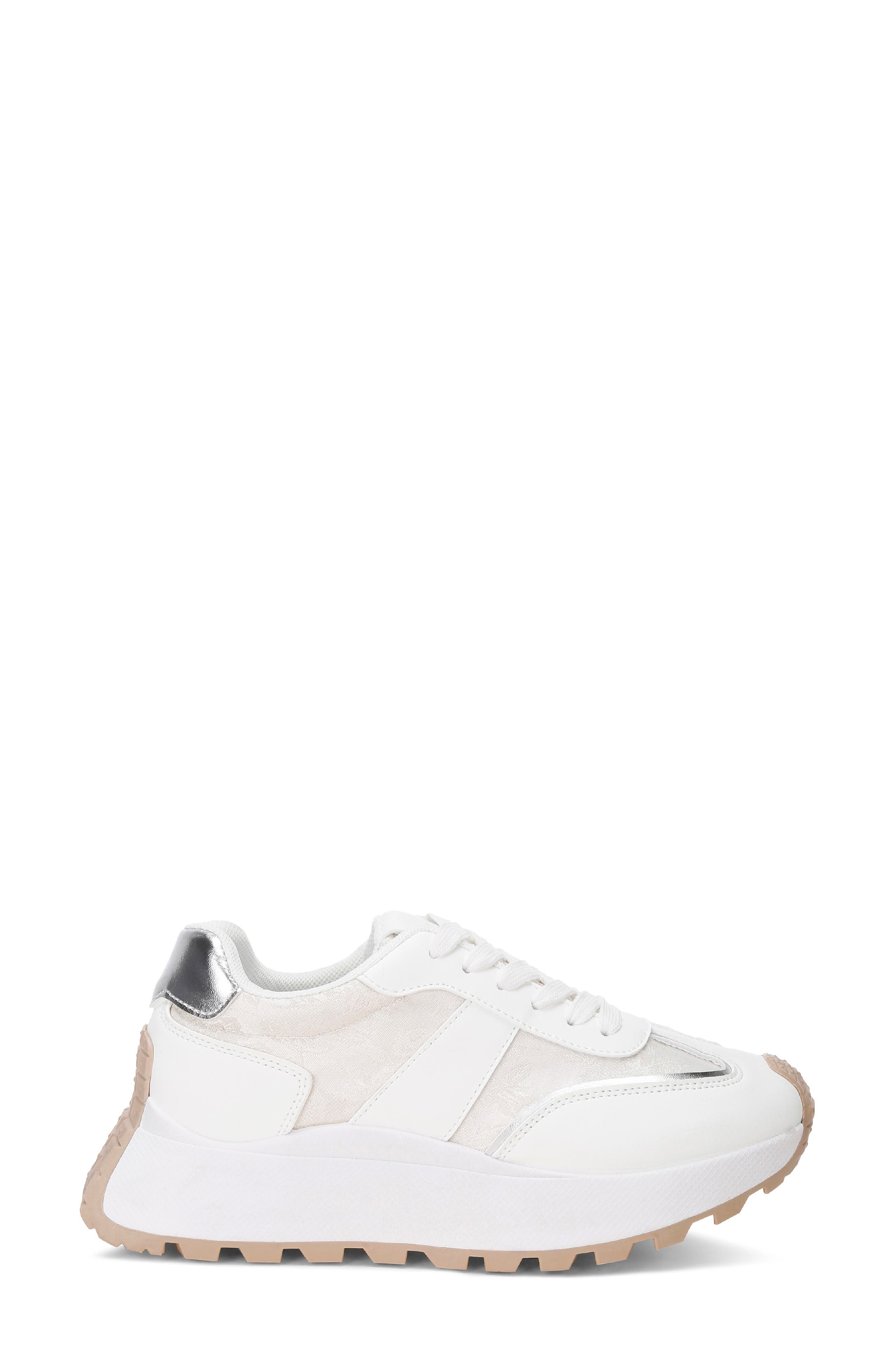 Bensha Faux Leather Sneaker, Alternate, color, WHITE
