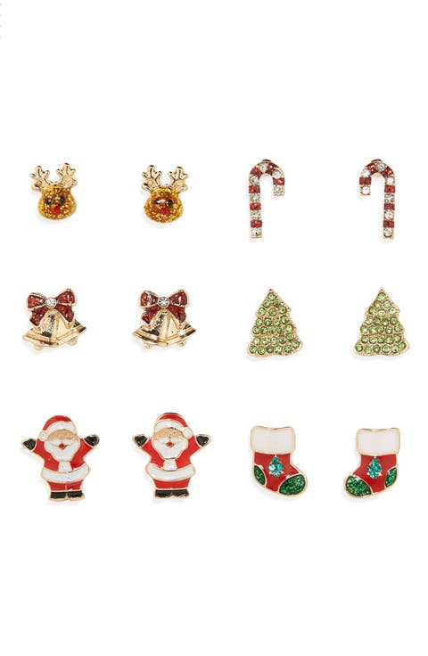 6-Pack Assorted Holiday Stud Earrings
