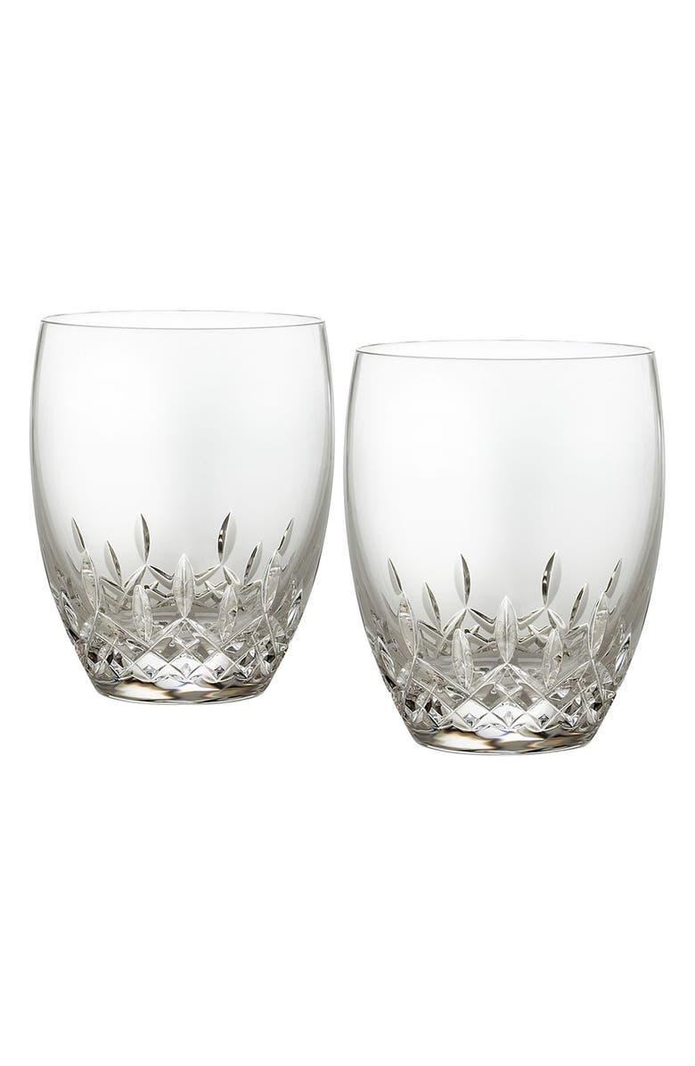 Waterford Lismore Essence Set of 2 Lead Crystal Double Old-Fashioned Glasses, Main, color, Clear