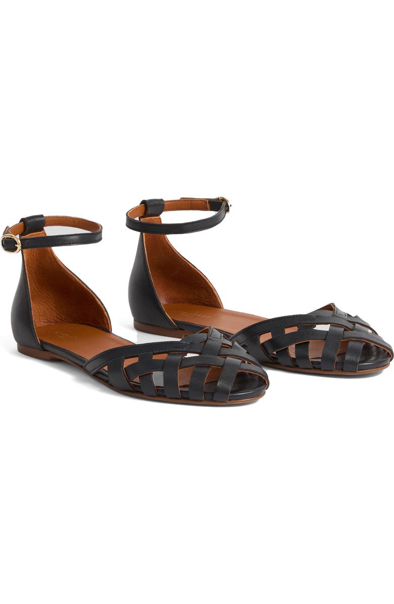 LK Bennett Bianca Plaited Ankle Strap Sandal, Main, color, Blu-Dark Navy