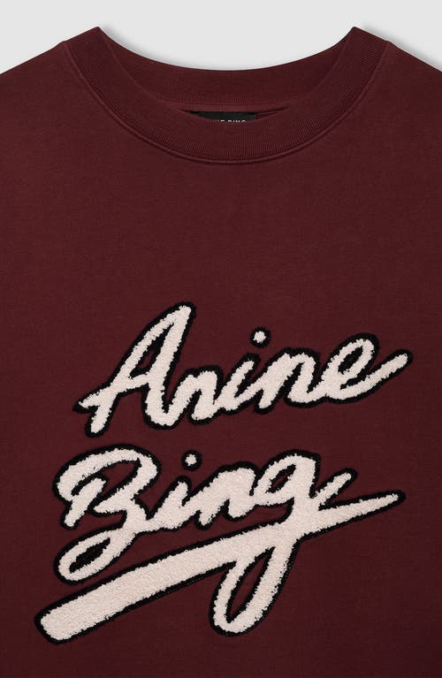 Anine Bing Miles Chenille Signature Sweatshirt In Burgundy