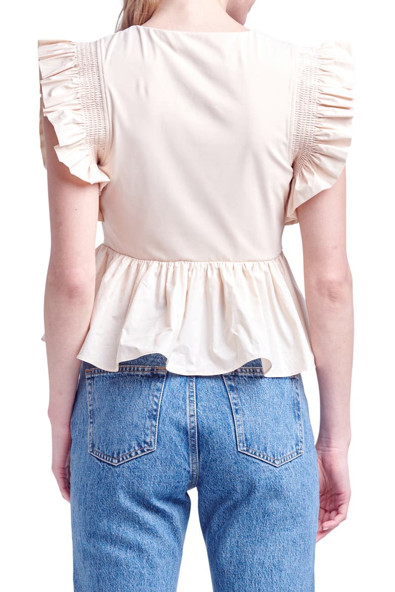 Ruffle Peplum Top, Alternate, color, CREAM