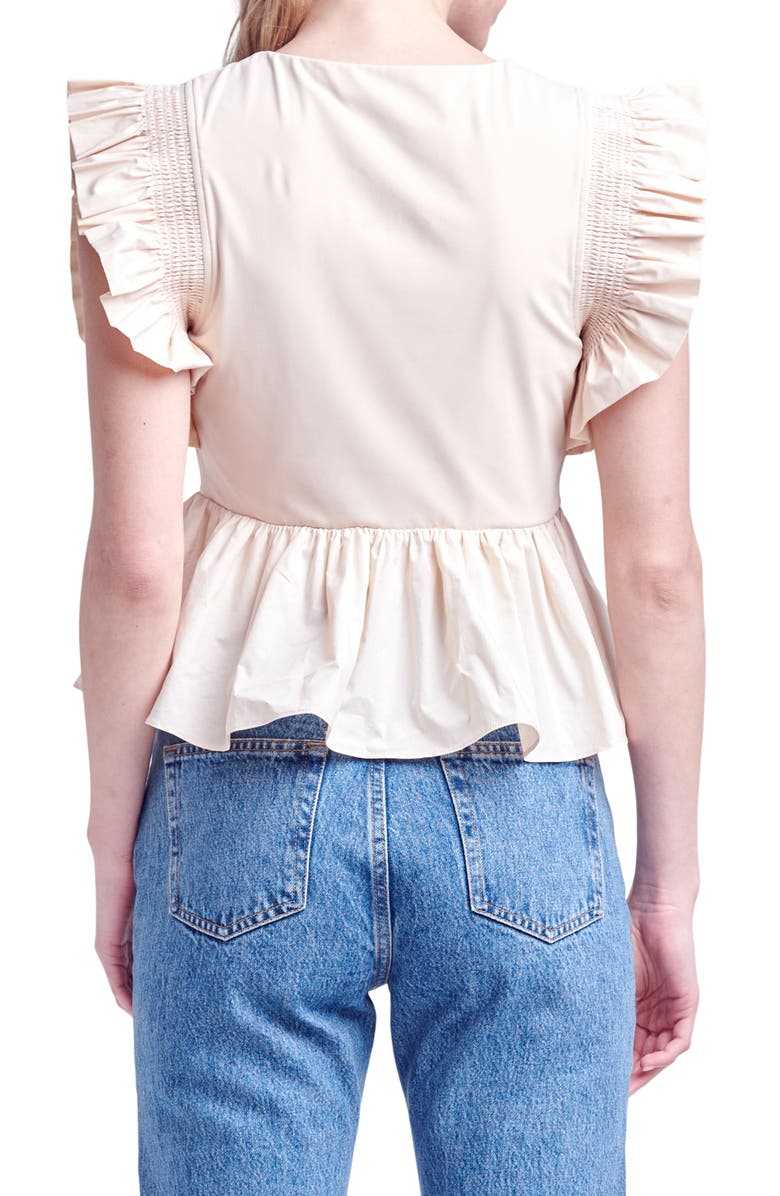 English Factory Ruffle Peplum Top, Alternate, color, Cream