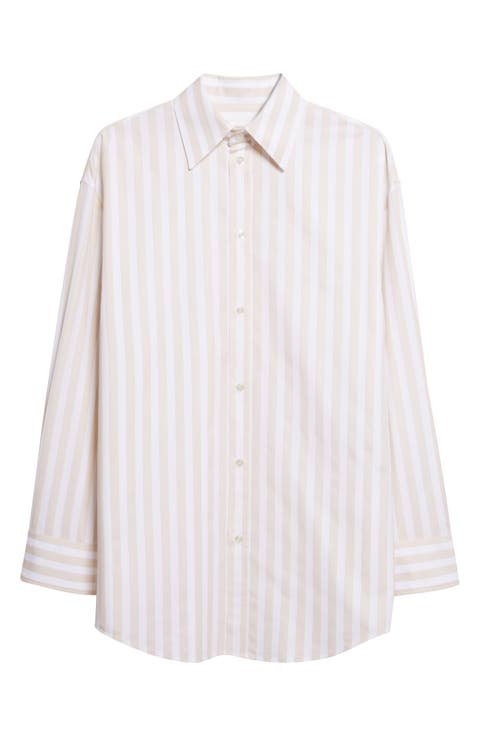 Stripe Cotton Button-Up Shirt