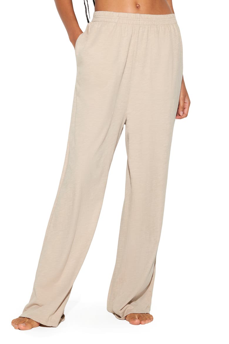 Mika Slub Cotton Wide Leg Pants, Main, color, PALO SANTO