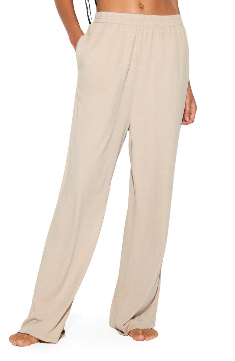 Spiritual Gangster Mika Slub Cotton Wide Leg Pants, Main, color, Palo Santo