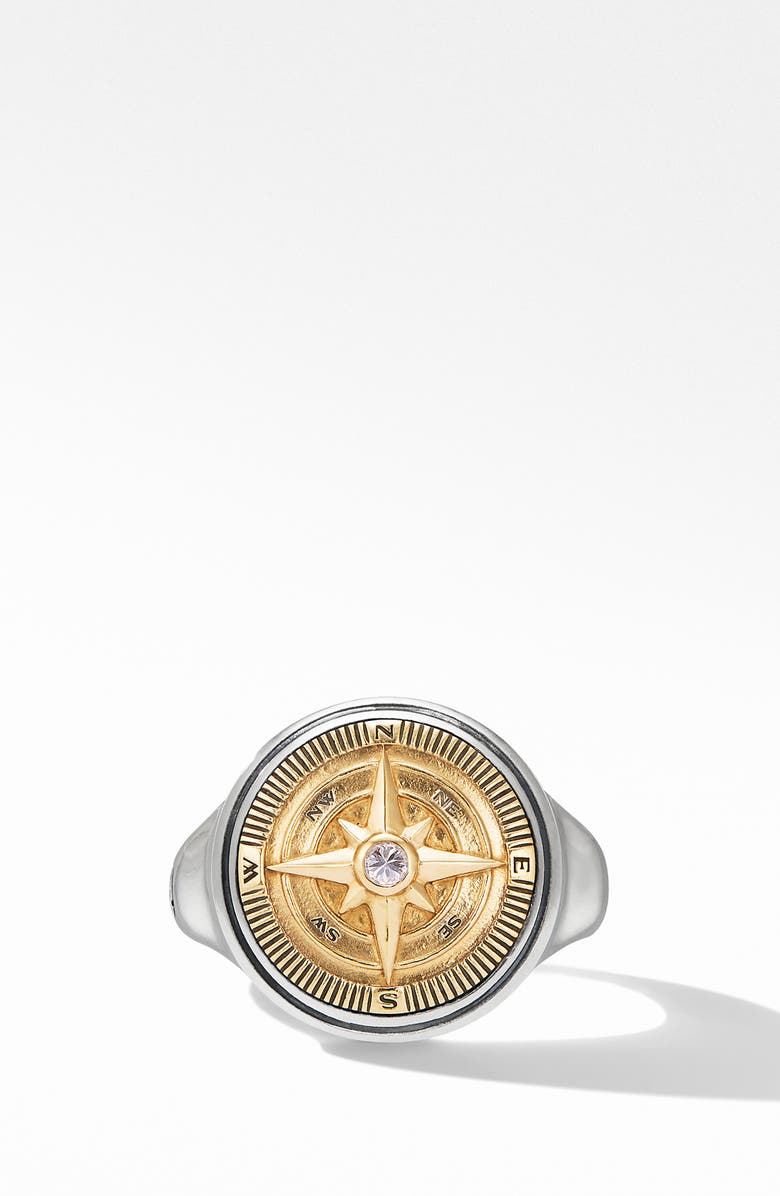 David Yurman Maritime<sup>®</sup> Compass Signet Ring with 18K Yellow Gold and Center Diamond, Alternate, color, 