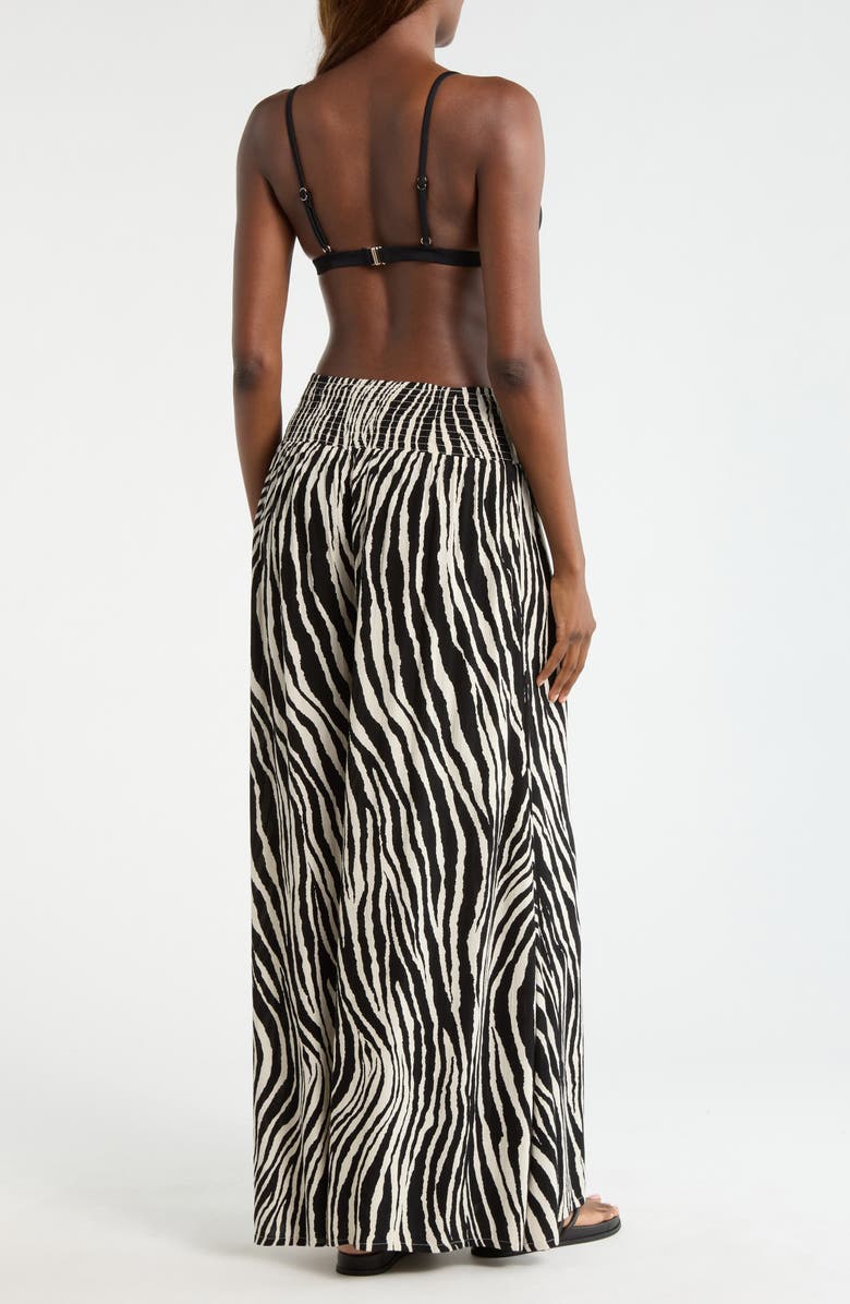 Elan Print Cover-Up Palazzo Pants, Alternate, color, Black Zebra