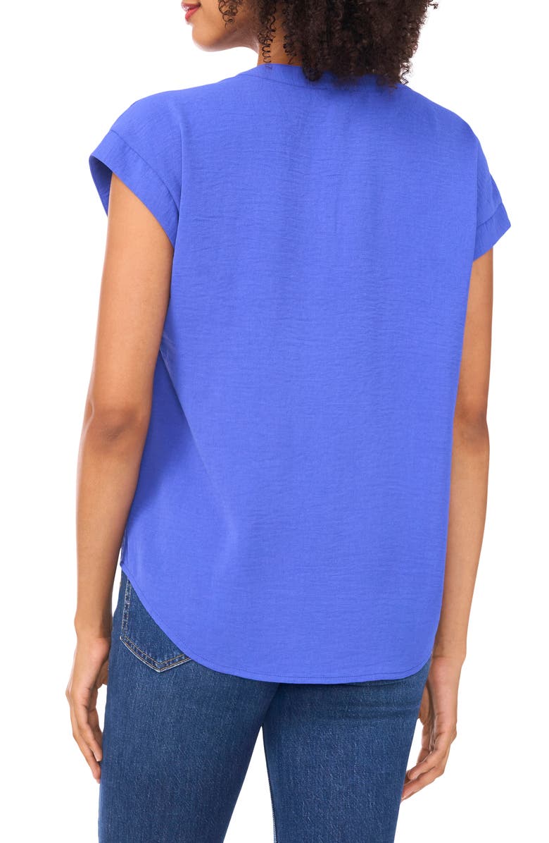 Vince Camuto Crinkle Lace-Up Top, Alternate, color, Dazzling Blue