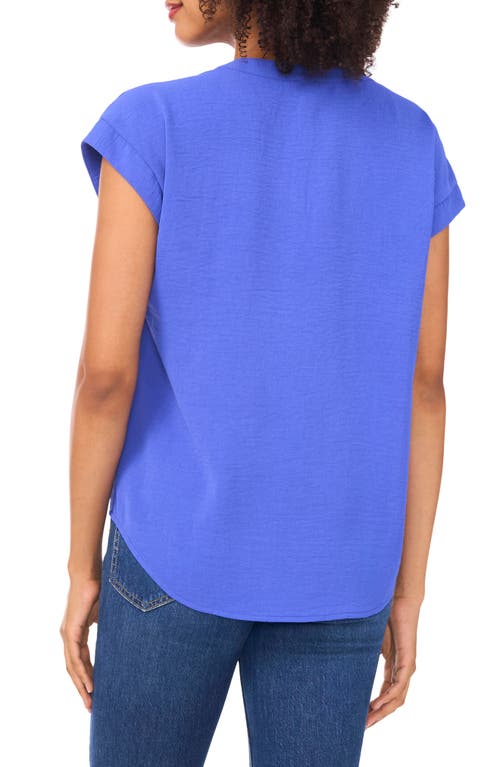 Vince Camuto Crinkle Lace-up Top In Blue