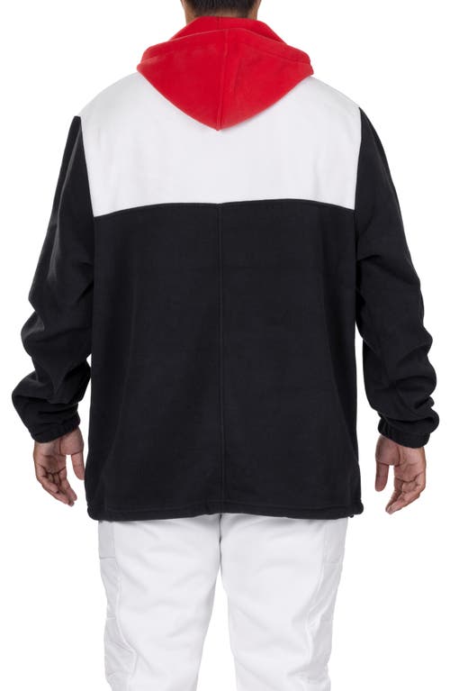 Vast Colorblock Fleece Half Zip Hoodie In Black Multi