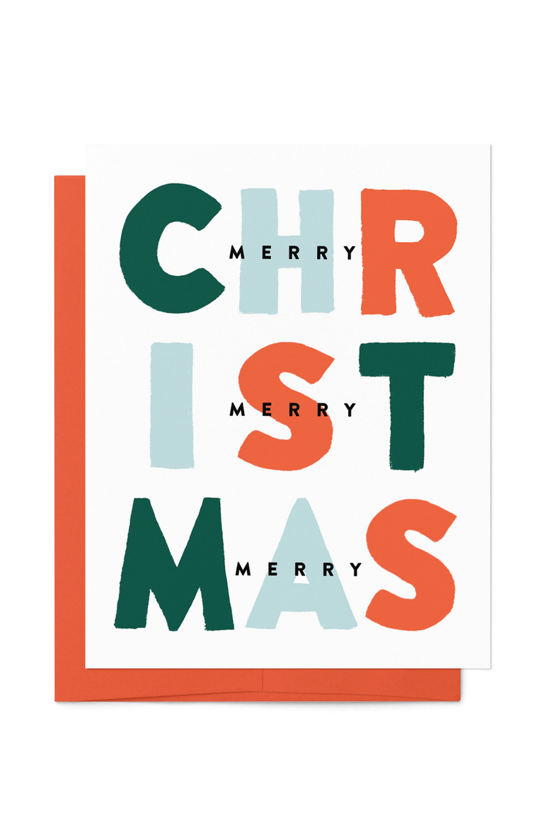 Merry Christmas Colorful Hand-Lettered Boxed Set of 8 Cards, Main, color, Colorful