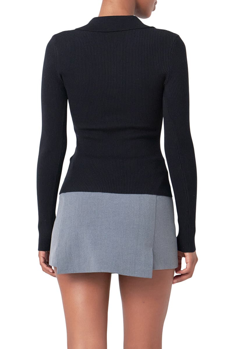 Endless Rose Bow Embellished Long Sleeve Rib Top, Alternate, color,