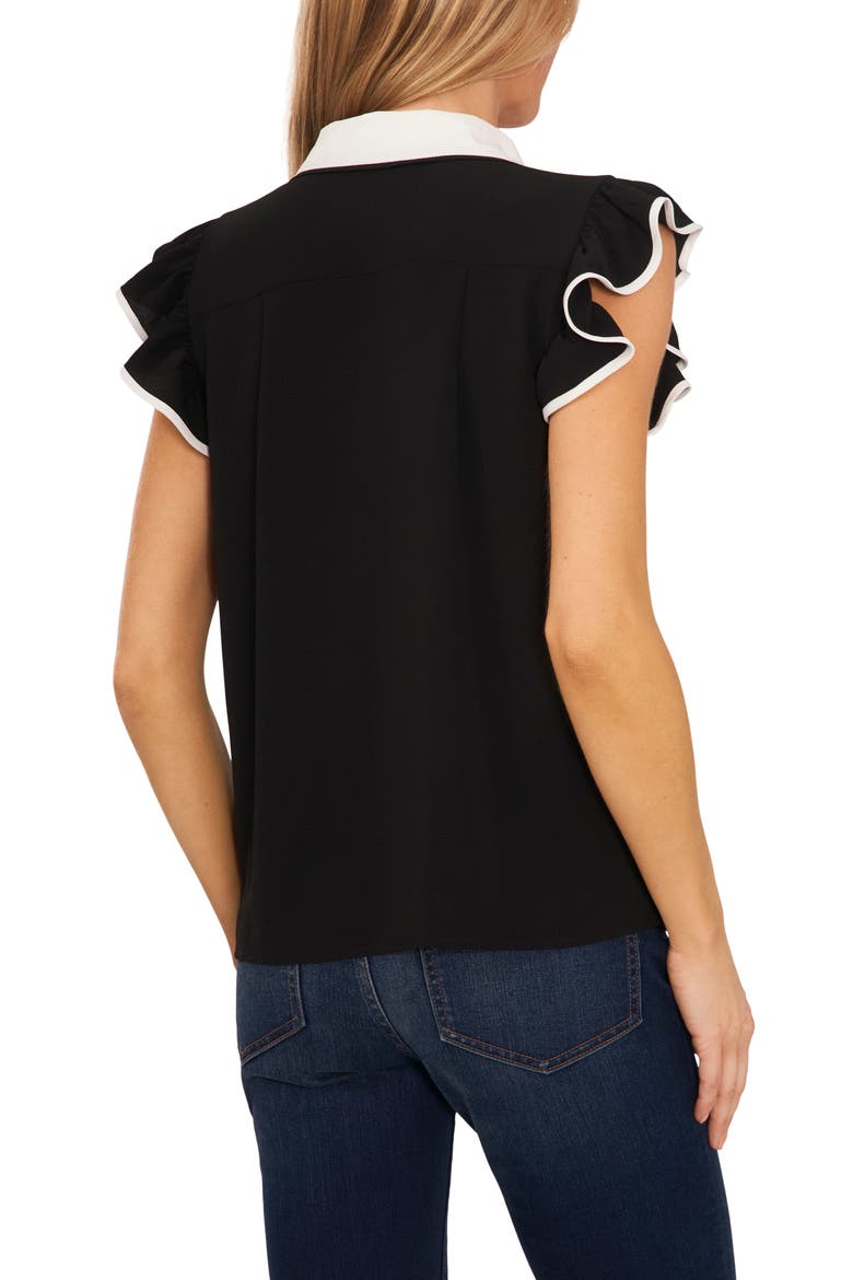 Flutter Sleeve Blouse, Alternate, color, RICH BLACK