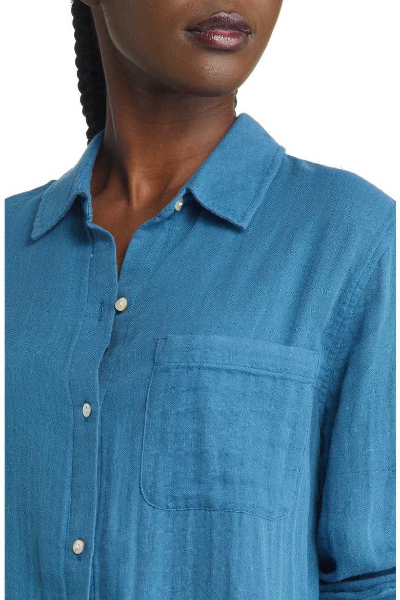 Ellis Organic Cotton Button-Up Shirt, Alternate, color, DEEP SEA