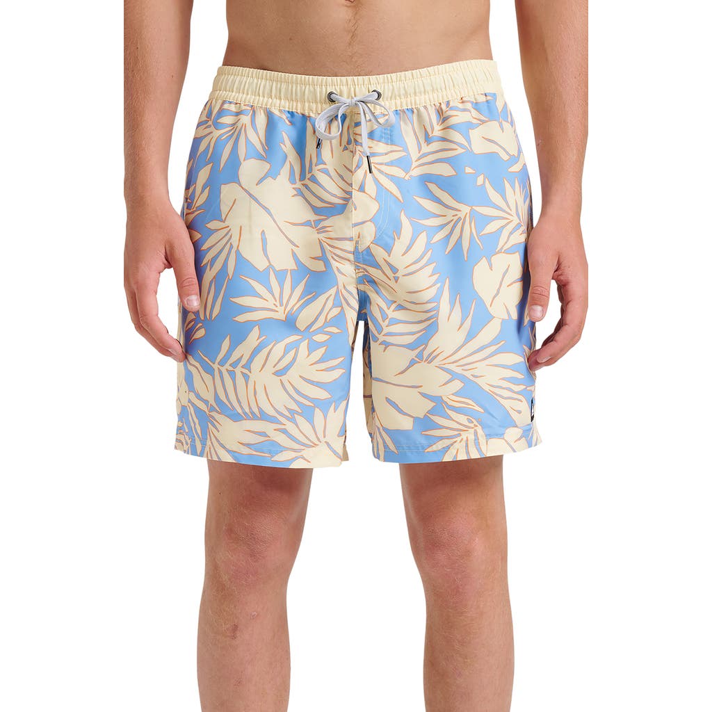 Quiksilver Everyday 17" Trippin' Palm Water Repellent Swim Trunks In Yellow