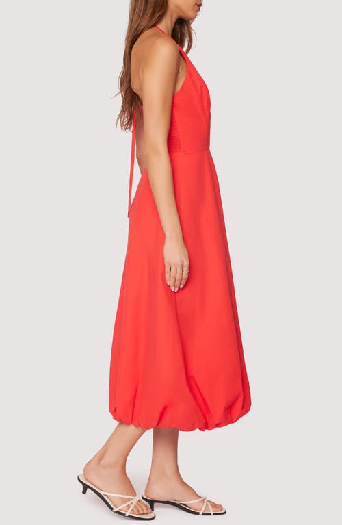 Lost + Wander Halter Neck Bubble Hem Cotton Midi Dress In Red