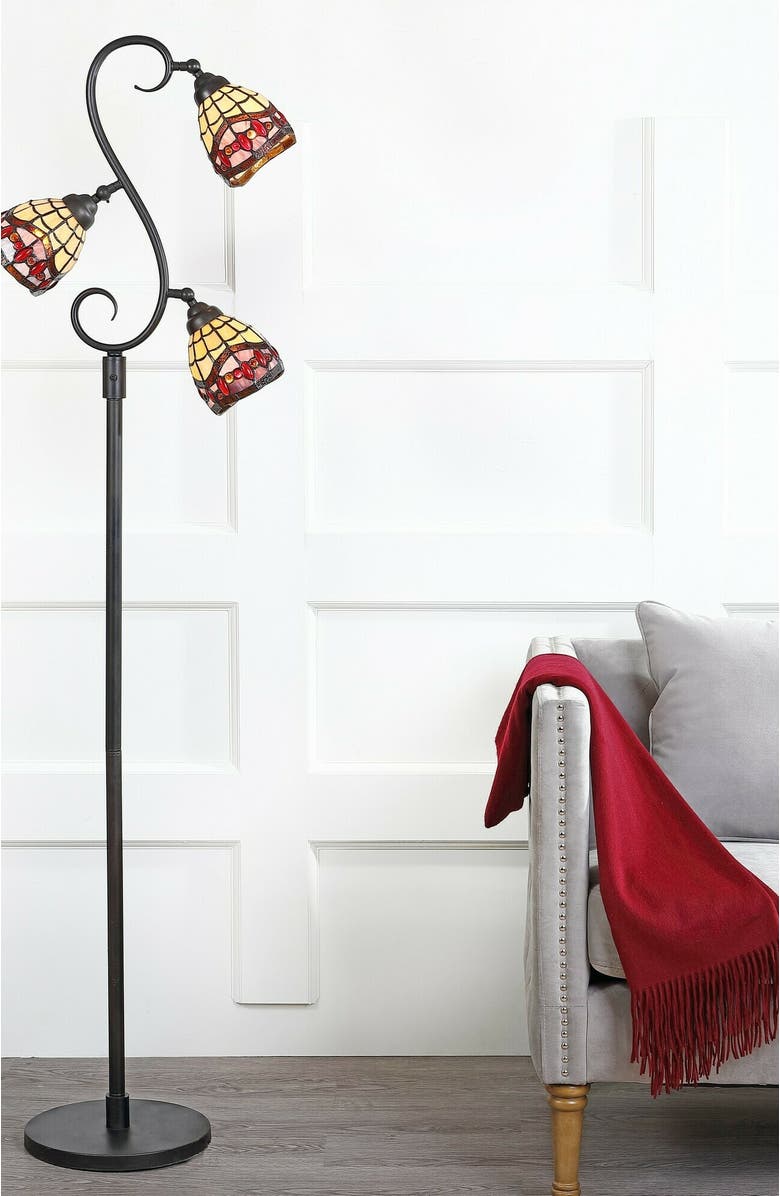 JONATHAN Y Walker Tiffany-Style 70.5" Multi-Light LED Floor Lamp, Bronze, Alternate, color, Bronze