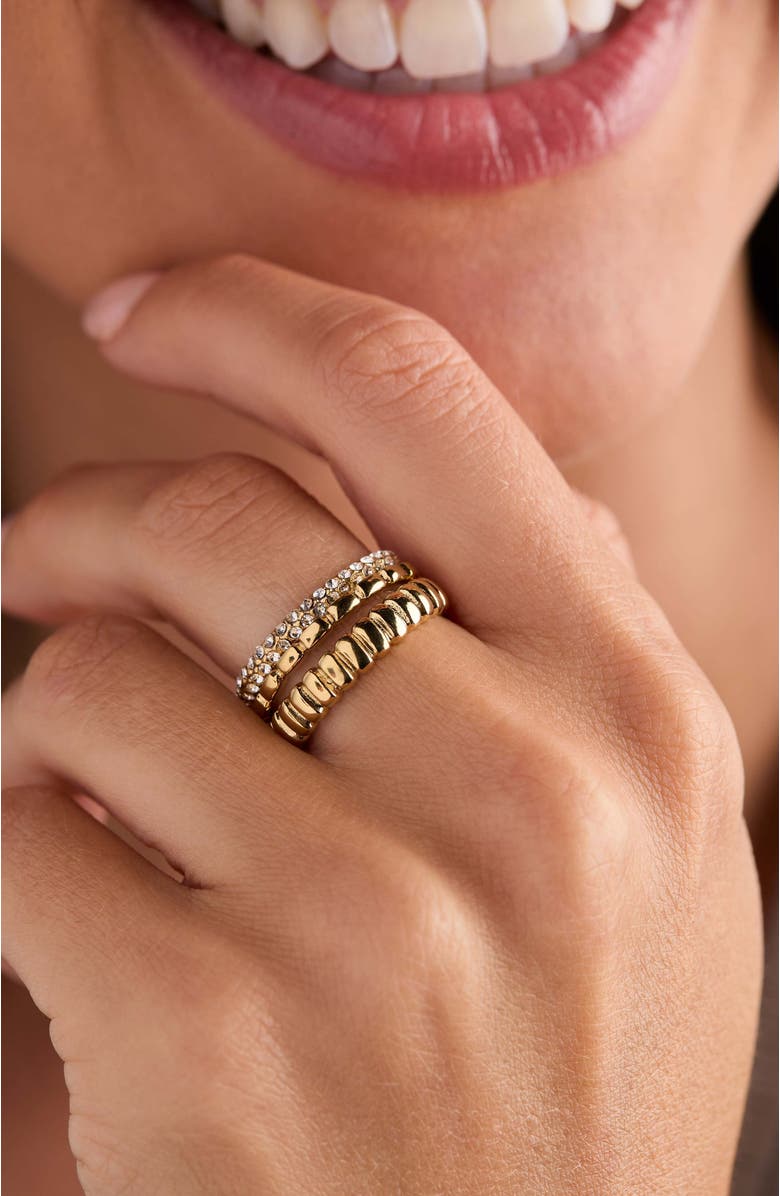 Alex and Ani Multi Textured Stacking Ring Set of 3, Alternate, color, Gold