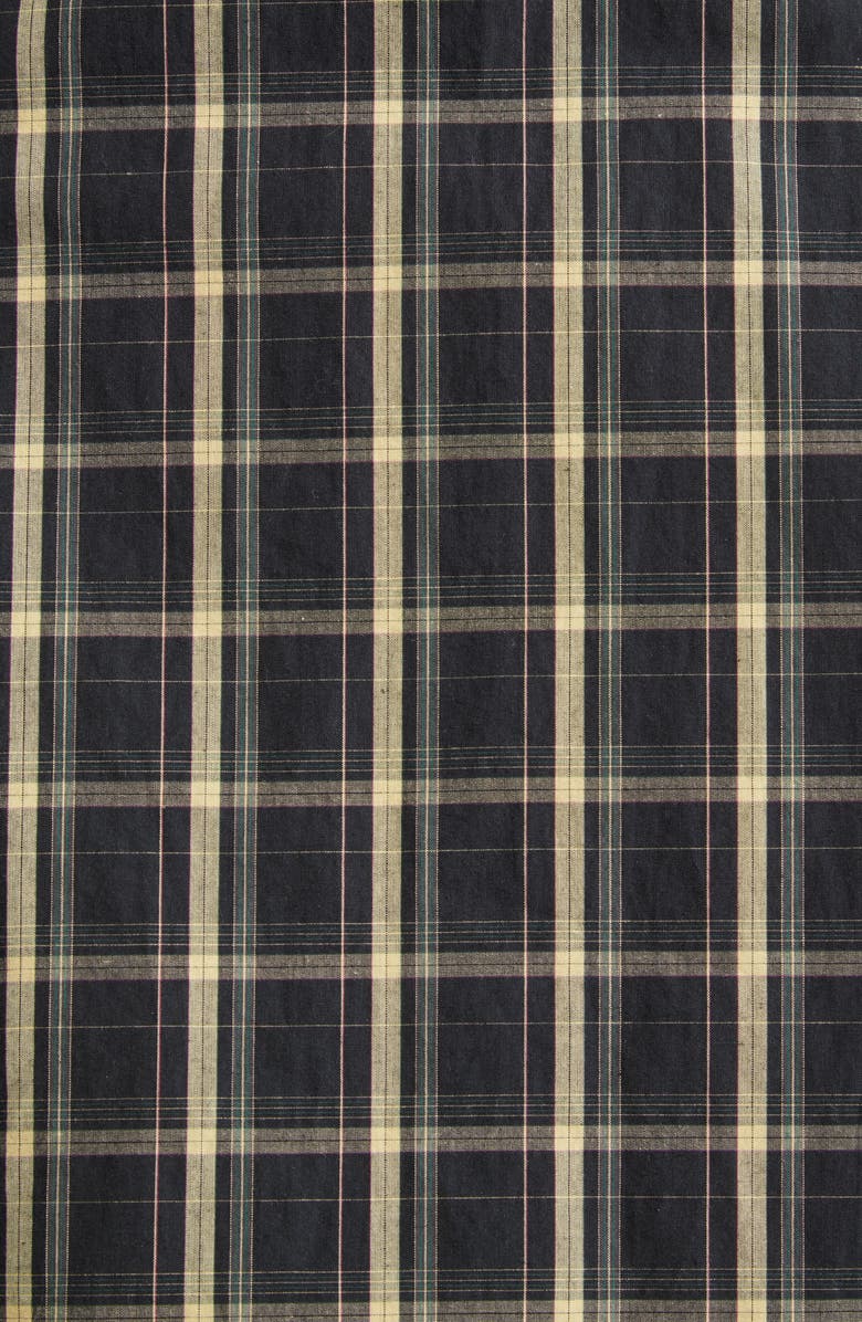 EENK Muffler Asymmetric Plaid Crop Cotton & Linen Button-Up Shirt, Alternate, color, 