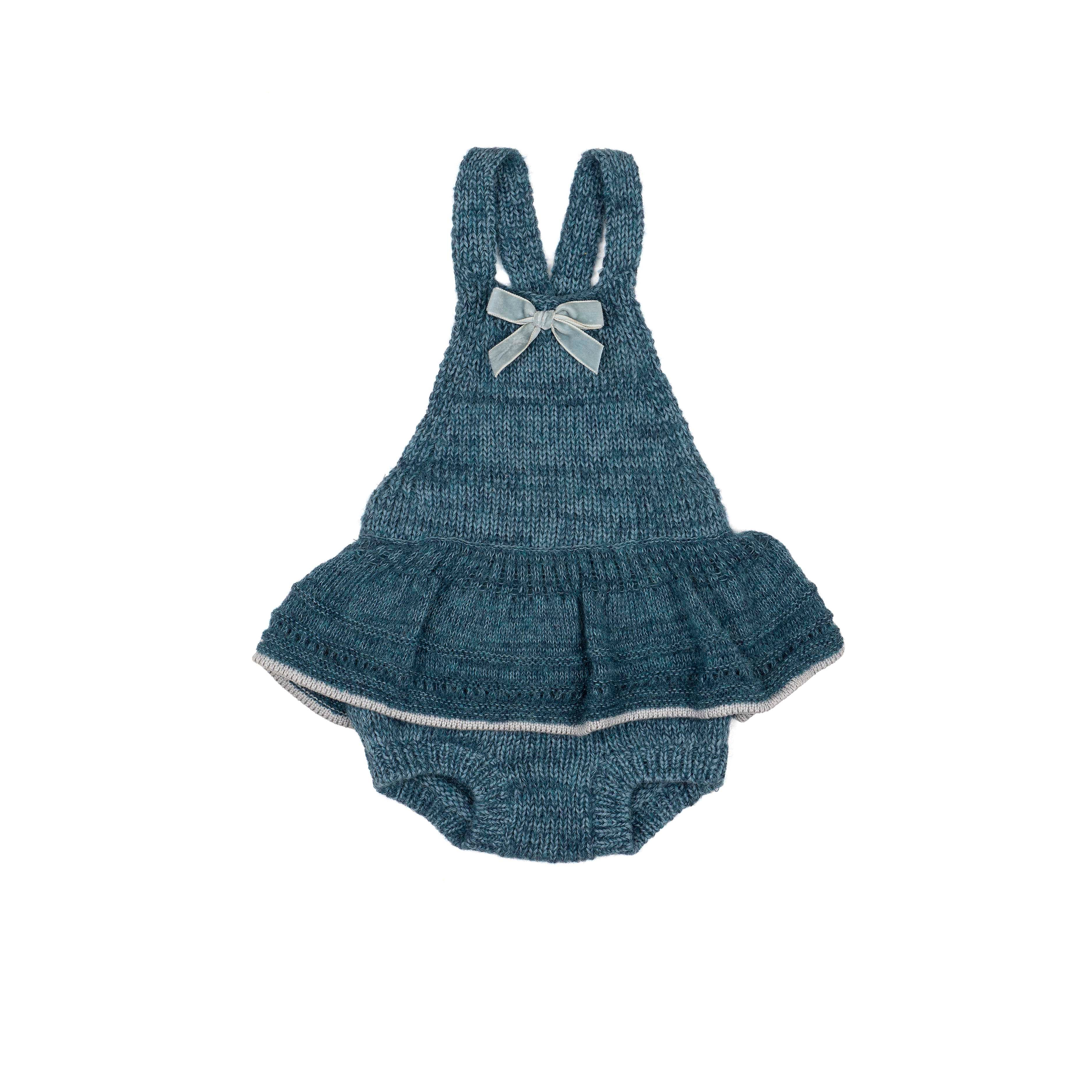 Wild Wawa Kids'  Velvet Bow Romper In Blue