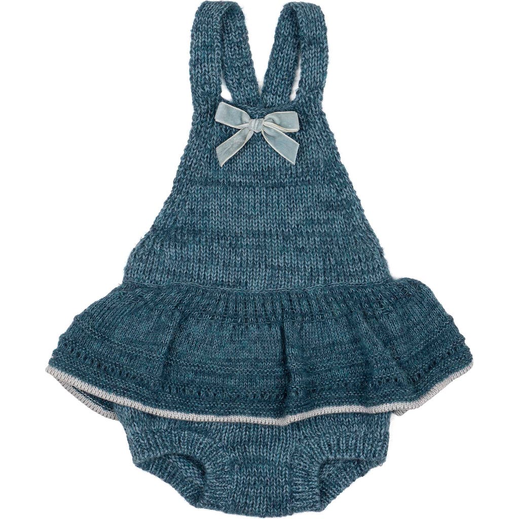 Wild Wawa Kids' Velvet Bow Romper In Blue
