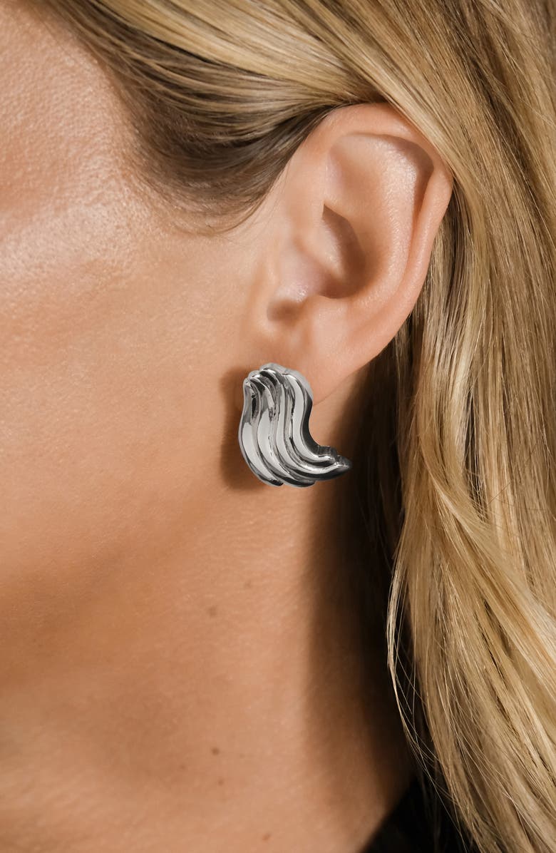 Sterling Forever Sylvie Ripple Statement Stud Earrings, Alternate, color, Silver